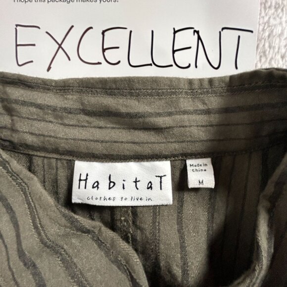 Habitat Womens Olive Green Striped Swing Jacket Medium 3/4 Sleeve Unique Buttons - Picture 3 of 8